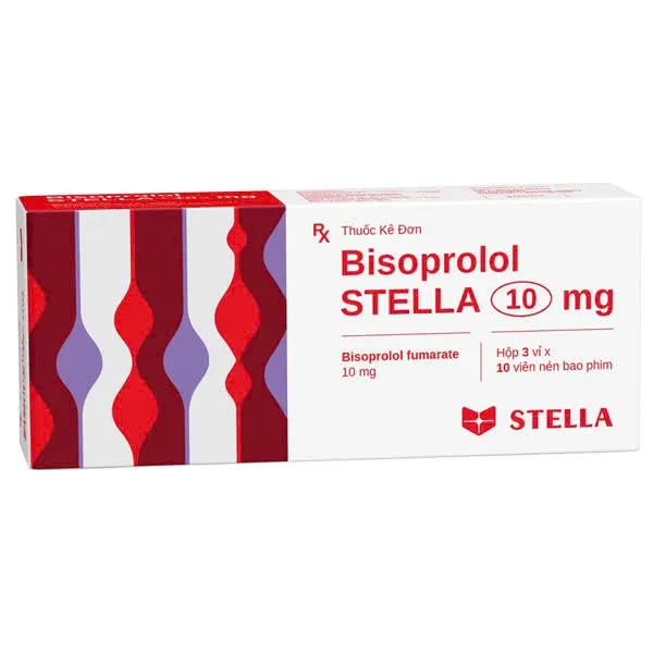Bisoprolol 10mg Stella (H/30v) – Viên nén Bisoprolol kiểm soát huyết áp, đau thắt ngực & suy tim
